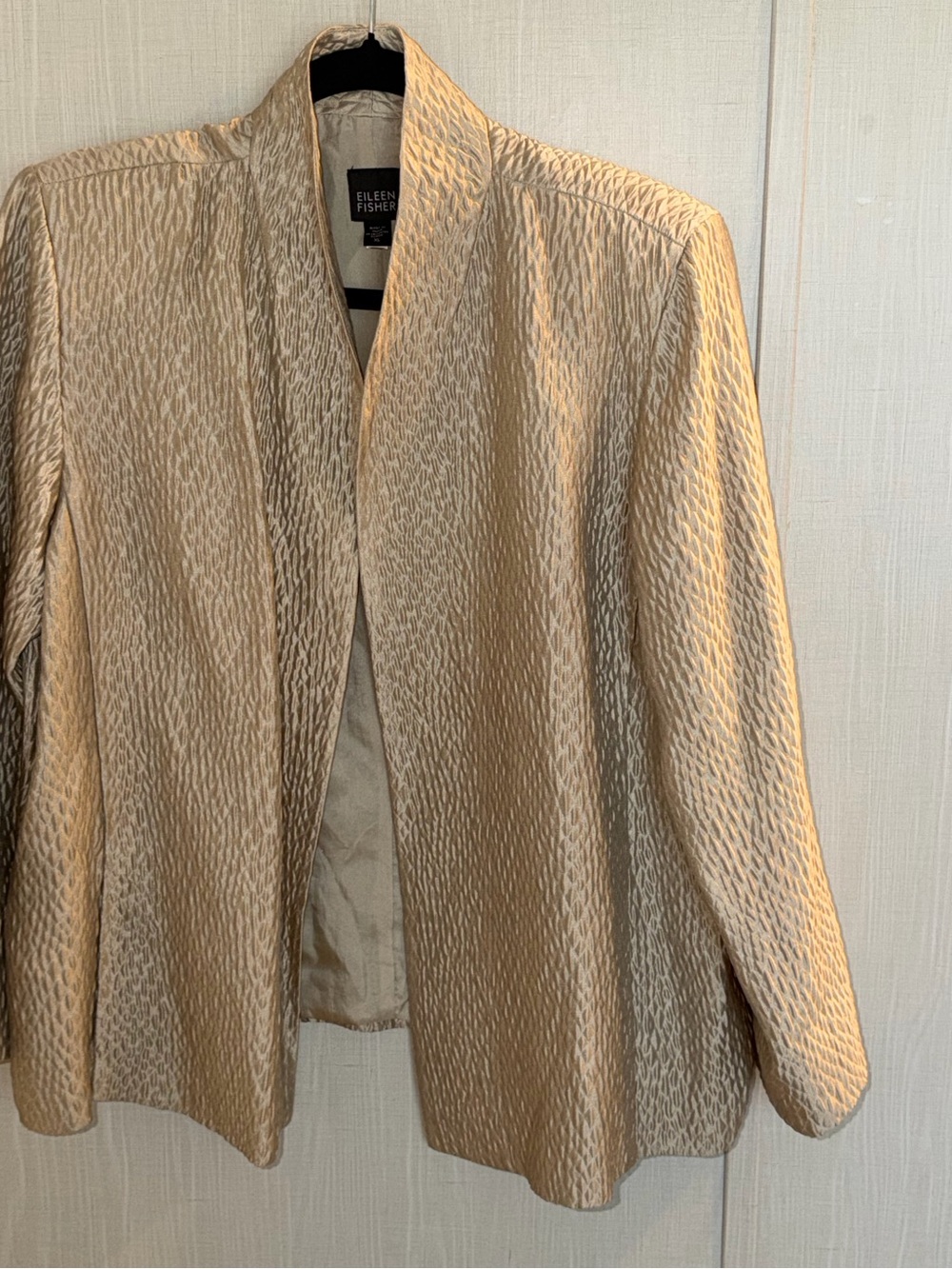Eileen Fisher Silk Textured Crinkle Topper Jacket Open Size XL Vintage - Picture 2 of 3